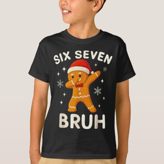 6 7 Bruh Christmas Gingerbread 67 Brainrot Boys Fu Tシャツ (正面)