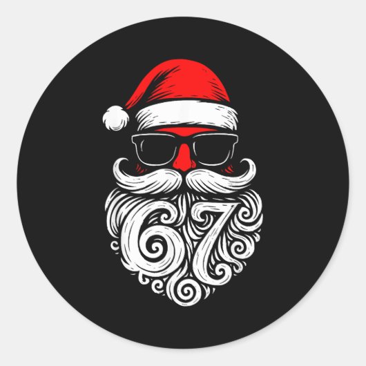 6 7 Christmas 67 Santa Six Seven Christmas Boys Te ラウンドシール (正面)
