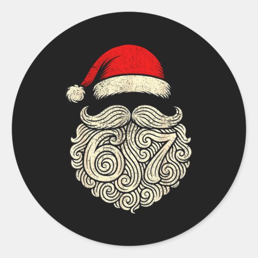 6 7 Christmas 67 Santa Six Seven Christmas Boys Te ラウンドシール (正面)