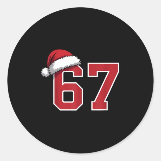 6 7 Christmas 67 Santa Six Seven Funny Christmas B ラウンドシール (正面)
