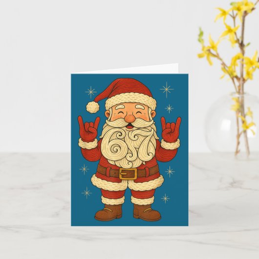 6 7 Christmas 67 Santa Six Seven Funny Meme Boys T カード (黄色い花)