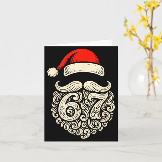 6 7 Christmas Funny 67 Santa Six Seven Christmas B カード (黄色い花)