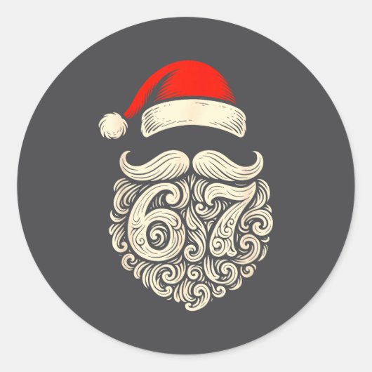 6 7 Christmas Funny 67 Santa Six Seven Christmas B ラウンドシール (正面)