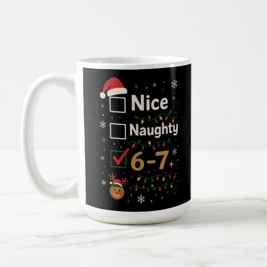 6-7 Christmas Naughty or Nice Meme コーヒーマグカップ (左)