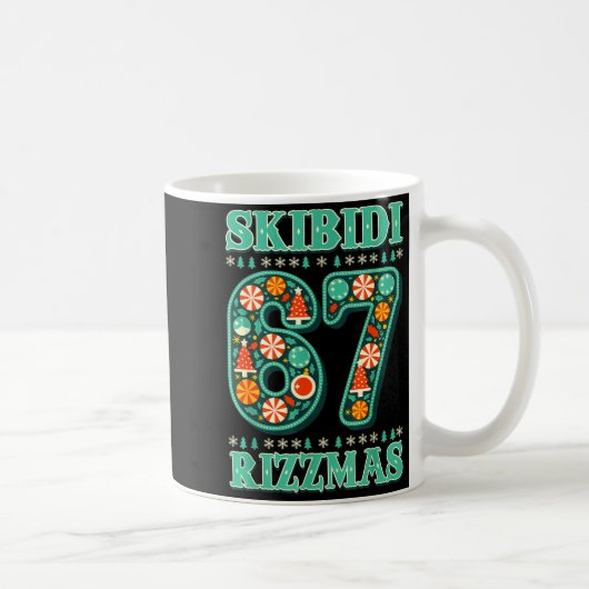 6 7 Christmas Skibidi Rizzmas 67 Meme Gen Alpha Sl コーヒーマグカップ (右)