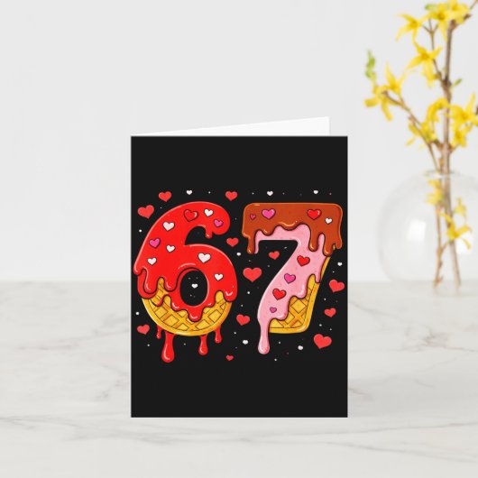 6 7 Cream Drip Six Seven Meme Valentine's Day Men カード (黄色い花)