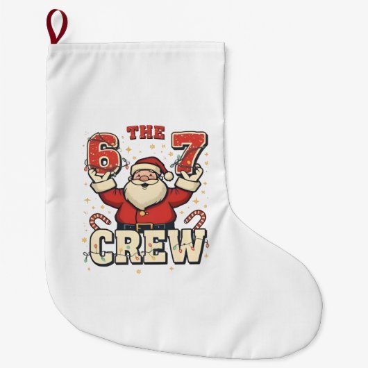 6 7 Crew 面白いサンタクリスマスミーム ラージクリスマスストッキング (正面)