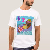 6 7 Dachshund beach bum on float Tシャツ (正面)