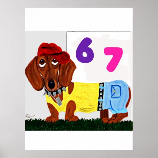 6 7 Dachshund in funny clothes  ポスター (正面)