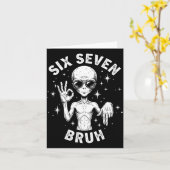 6 7 Funny 67 Six Seven Alien Bruh Hand Boys Gen Al カード (黄色い花)