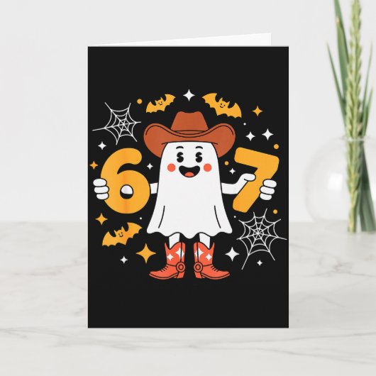 6 7 Halloween Ghost 67 Meme Gen Alpha Six Seven  カード (正面)