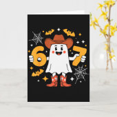 6 7 Halloween Ghost 67 Meme Gen Alpha Six Seven  カード (黄色い花)