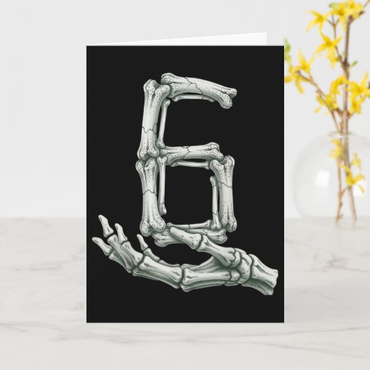 6 7 Halloween Skeleton Funny 67 Meme Gen Alpha Six カード (黄色い花)