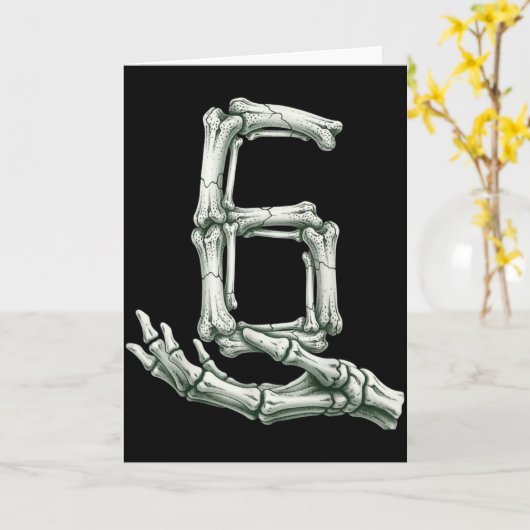 6 7 Halloween Skeleton Funny 67 Meme Gen Alpha Six カード (黄色い花)