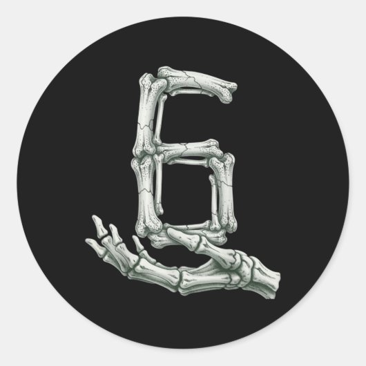 6 7 Halloween Skeleton Funny 67 Meme Gen Alpha Six ラウンドシール (正面)