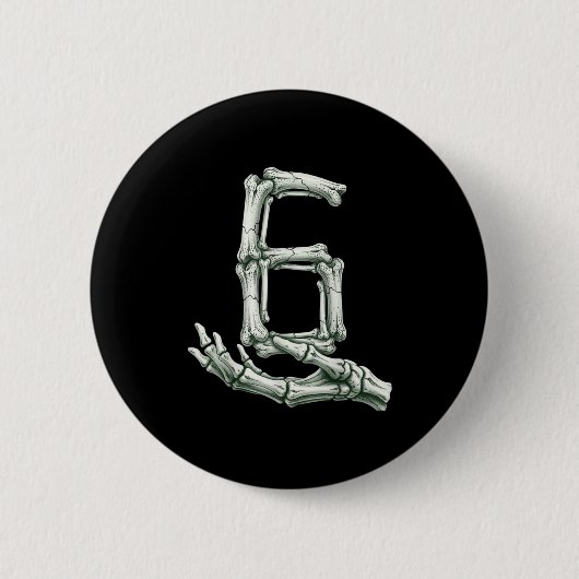 6 7 Halloween Skeleton Funny 67 Meme Gen Alpha Six 缶バッジ (正面)