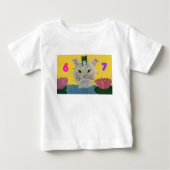 6 7 Mad Cat with frog on its head ベビーTシャツ (正面)