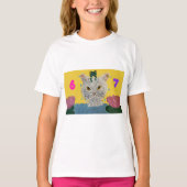 6 7 Mad Cat with frog on its head Tシャツ (正面)