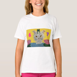 6 7 Mad Cat with frog on its head Tシャツ