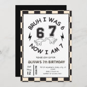 6 7 Meme 7th Birthday Rtro 招待状 (正面/裏面)