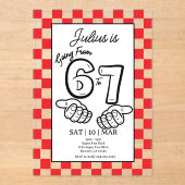 6 7 Meme Birthday Black Checkerboard Invitation アクリル招待状 (正面)