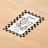 6 7 Meme Birthday Black Checkerboard Invitation アクリル招待状 (レイダウン)