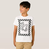 6 7 Meme Black White checkerboard Birthday Tシャツ (正面フル)