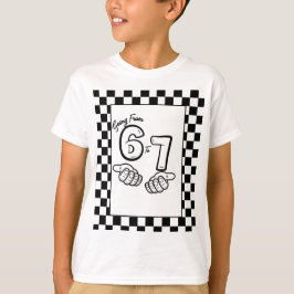 6 7 Meme Black White checkerboard Birthday Tシャツ
