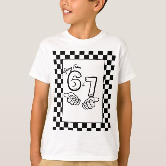 6 7 Meme Black White checkerboard Birthday Tシャツ (正面)