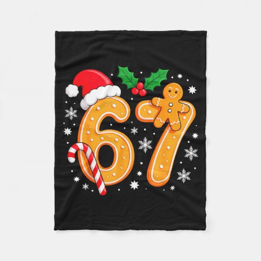 6 7 Meme Christmas 67 Six Seven Cookies Gingerbrea フリースブランケット (正面)