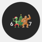 6 7 Meme Christmas Alien Sasquatch Six Seven Fun  ラウンドシール (正面)