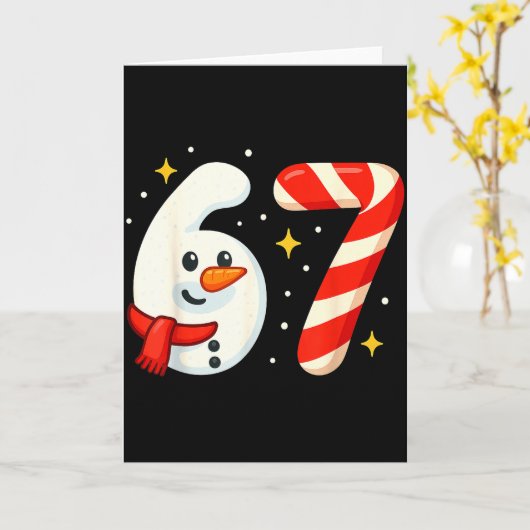 6 7 Meme Christmas Shirt 67 Six Seven Snowman Boy  カード (黄色い花)