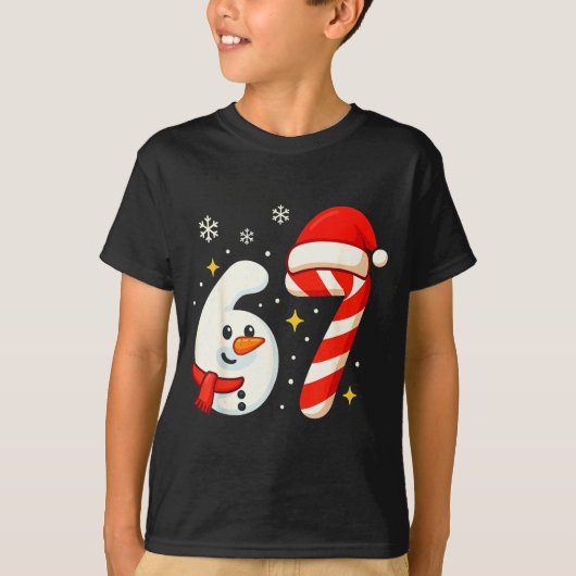 6 7 Meme Christmas Shirt 67 Six Seven Snowman Boy  Tシャツ (正面)