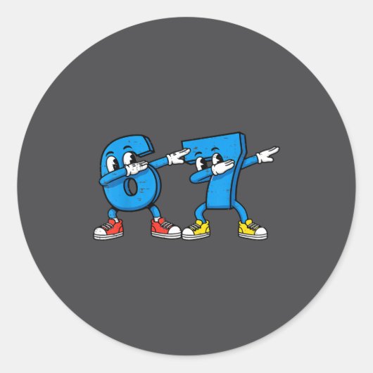6 7 Meme Dab ナンバー ラウンドシール (正面)