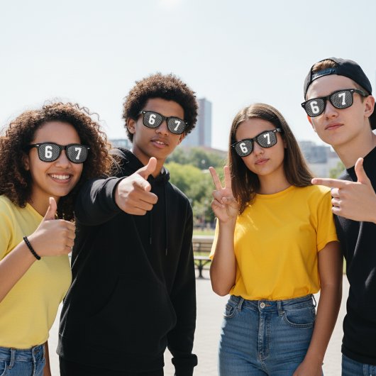 6-7 Meme Funny Black レトロサングラス