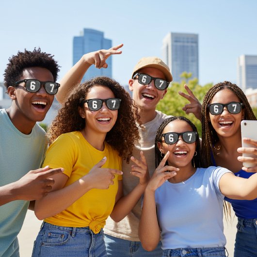 6-7 Meme Funny Black レトロサングラス