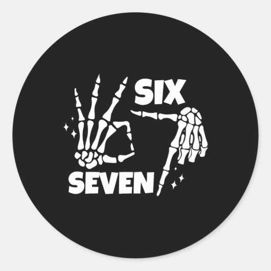 6 7 Meme Funny Skeleton Hands Halloween Couples Si ラウンドシール (正面)