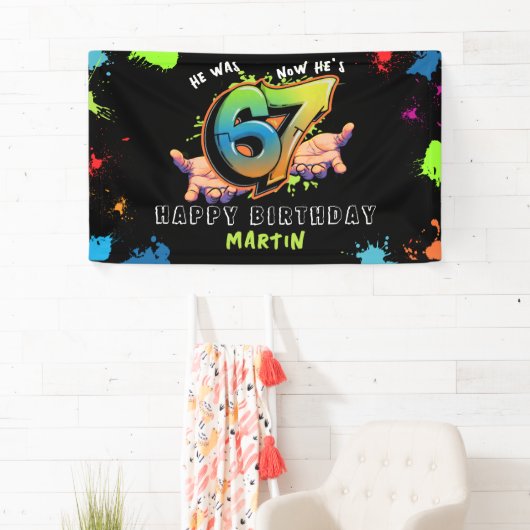 6 7 Meme Graffiti Six Seven Birthday Banner 横断幕 (インサイチュ)