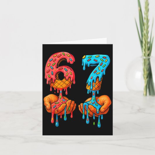 6 7 Meme Ice Cream Drip Funny Gen Alpha Slang カード (正面)