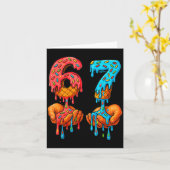 6 7 Meme Ice Cream Drip Funny Gen Alpha Slang カード (黄色い花)