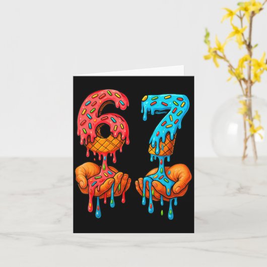 6 7 Meme Ice Cream Drip Funny Gen Alpha Slang  カード (黄色い花)