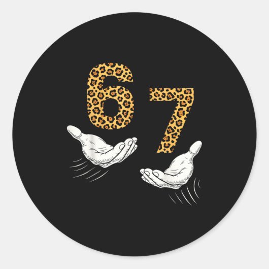 6-7 Meme Leopard Cheetah Cool Six-seven Funny ラウンドシール (正面)