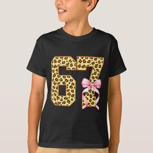 6-7 Meme Leopard Cheetah Cool Six-seven Funny 67 G Tシャツ (正面)
