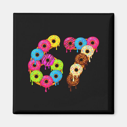 6 7 Meme Matching Love Donuts 67 Pajamas Kids Six  マグネット (正面)