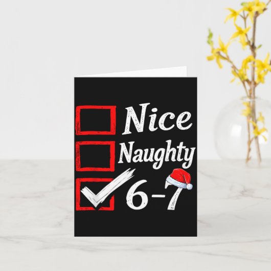 6-7 Meme Nice Naughty 67 Christmas Brain Rot Funny カード (黄色い花)