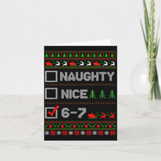 6-7 Meme Nice Naughty 67 Christmas Brain Rot Funny カード (正面)