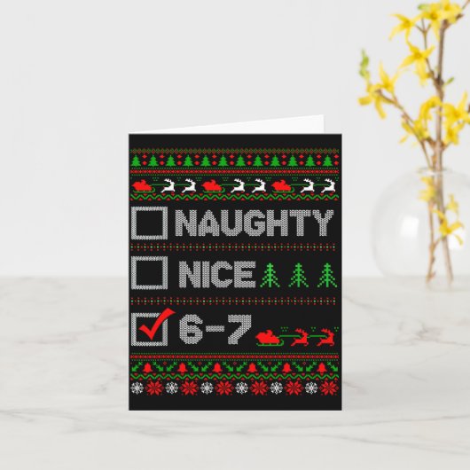 6-7 Meme Nice Naughty 67 Christmas Brain Rot Funny カード (黄色い花)