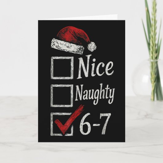 6-7 Meme Nice Naughty 67 Christmas Brain Rot Funny カード (正面)