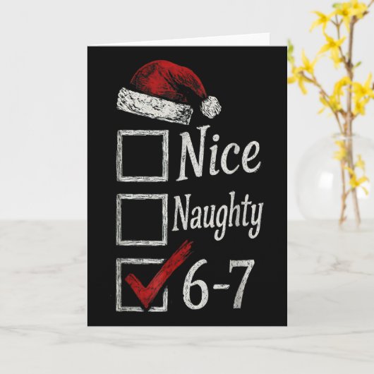 6-7 Meme Nice Naughty 67 Christmas Brain Rot Funny カード (黄色い花)
