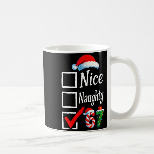 6 7 Meme Nice Naughty 67 Christmas Brain Rot Funny コーヒーマグカップ (右)